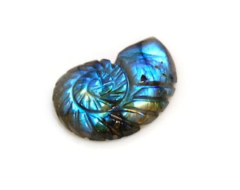 Labradorite Snail Carving Pendant | Rainbow Flash Crystal Charm | Hand-Carved Animal Gemstone Supply