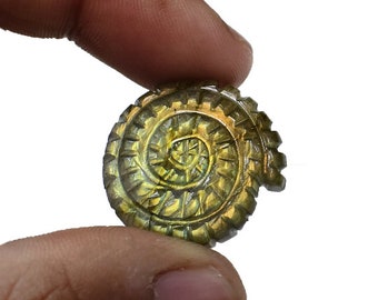 Labradorite Snail Carving | Flashy Crystal Snail Pendant | Hand Carved Labradorite Gemstone for Jewelry Making | Free Drilling