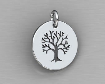 Sterling Silver Tree of Life Charm, Tree of Life Pendant, Family Tree Pendant, Family Tree Charm, Sterling Silver Tree of Life, Size 15 MM