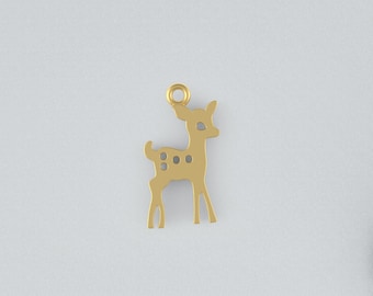 Sterling Silver Reindeer Charm, Cute Deer Charms, Pet Charms, Christmas Charms, Double Sided  Animal Charm, Bambi Reindeer Charms