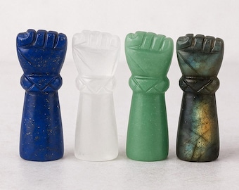 Hand Carved Gemstone Fist Amulet | Power Symbol Pendant, Solidarity Charm, Meditation Crystal