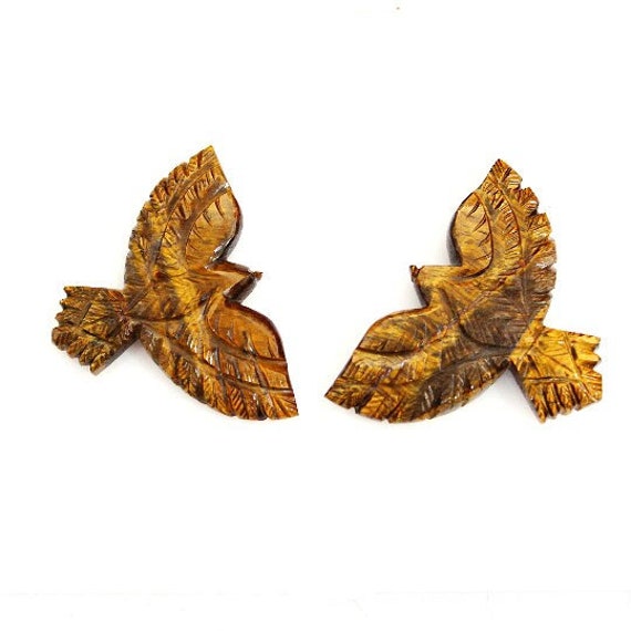 Tiger Eye Eagle Carving | 3D Eagle Gemstone Pendant |  Bird Carved Stone | Jewelry Making Stone | Sacral Chakra Healing Crystal