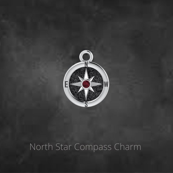 Compass Pendant or Charm Sterling Silver 10mm Compass Pendant or Charm Sterling Silver 10mm