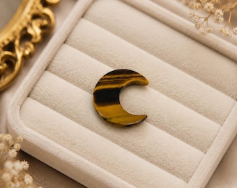 Natural Tiger Eye Crescent Moon Cabochon | 19x8 MM Jewelry Making Supply