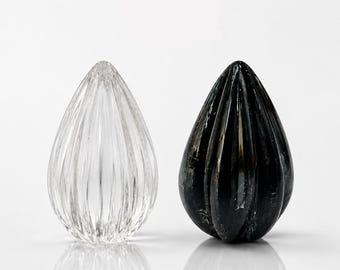 Natural Black Obsidian Teardrop Pendant, Smooth Polished Crystal Charm for Jewelry Making