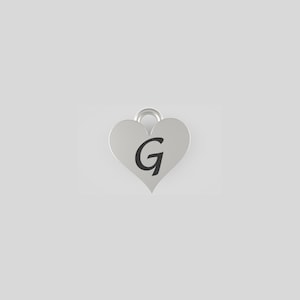 Sterling Silver Letter Heart Charm,Personalized Jewelry,Heart Necklace Charm, Bracelet Charm,Personalized Charm 10 x 9mm