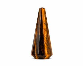 Tiger Eye Crystal Pendulum 50x18MM | Faceted Healing Dowsing Pendant | Reiki Chakra Divination Stone