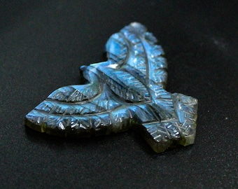 Rainbow Labradorite Eagle Carving | Flashy Bird Crystal Pendant | Hand Carved Labradorite Gemstone for Jewelry Making | Free Drilling