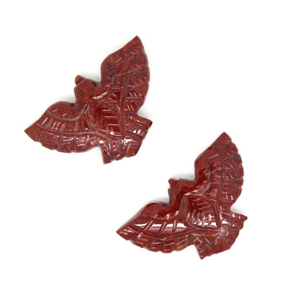 Red Jasper Eagle Carving | Hand Carved Bird Gemstone Pendant | Eagle Crystal for Jewelry Making | Free Drilling Artisan Stone