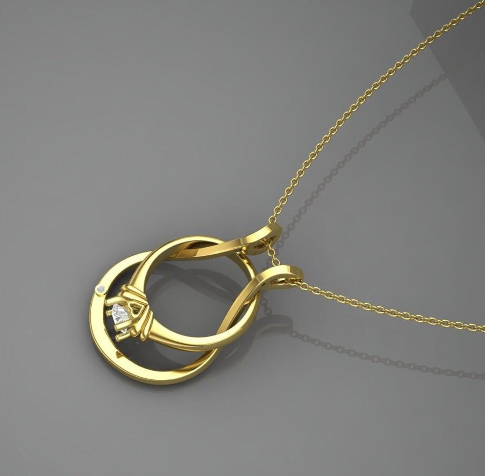 Gold Ring Holder Necklace, Horseshoe Thick Chain Option, Sterling Gold Ring Holder Necklace, Horseshoe Thick Chain Option, Sterling
