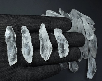 Puntas de cristal de cuarzo transparente en bruto, piedras preciosas al por mayor, suministros para la fabricación de joyas.
