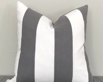 Gray and Off-White Linen Pillow Case Cover - Handmade Custom Pillow Cases - Square Pillow Shams