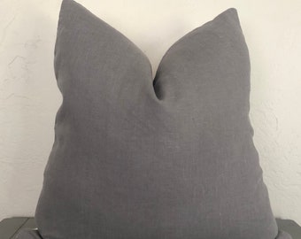 Gray linen pillow cover - Handmade Custom Pillow Cases - Solid Pillow Cover - Square Pillow Shams