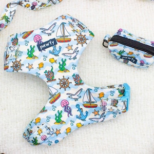 Sailor Dog Harness Custom Dog Harness with Name Personalized Dog Vest Adjustable Dog Harness