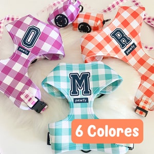 Vichy Dog Harness Available 3 Colors Custom Dog Harness with Name Personalized Dog Vest Adjustable Dog Harness