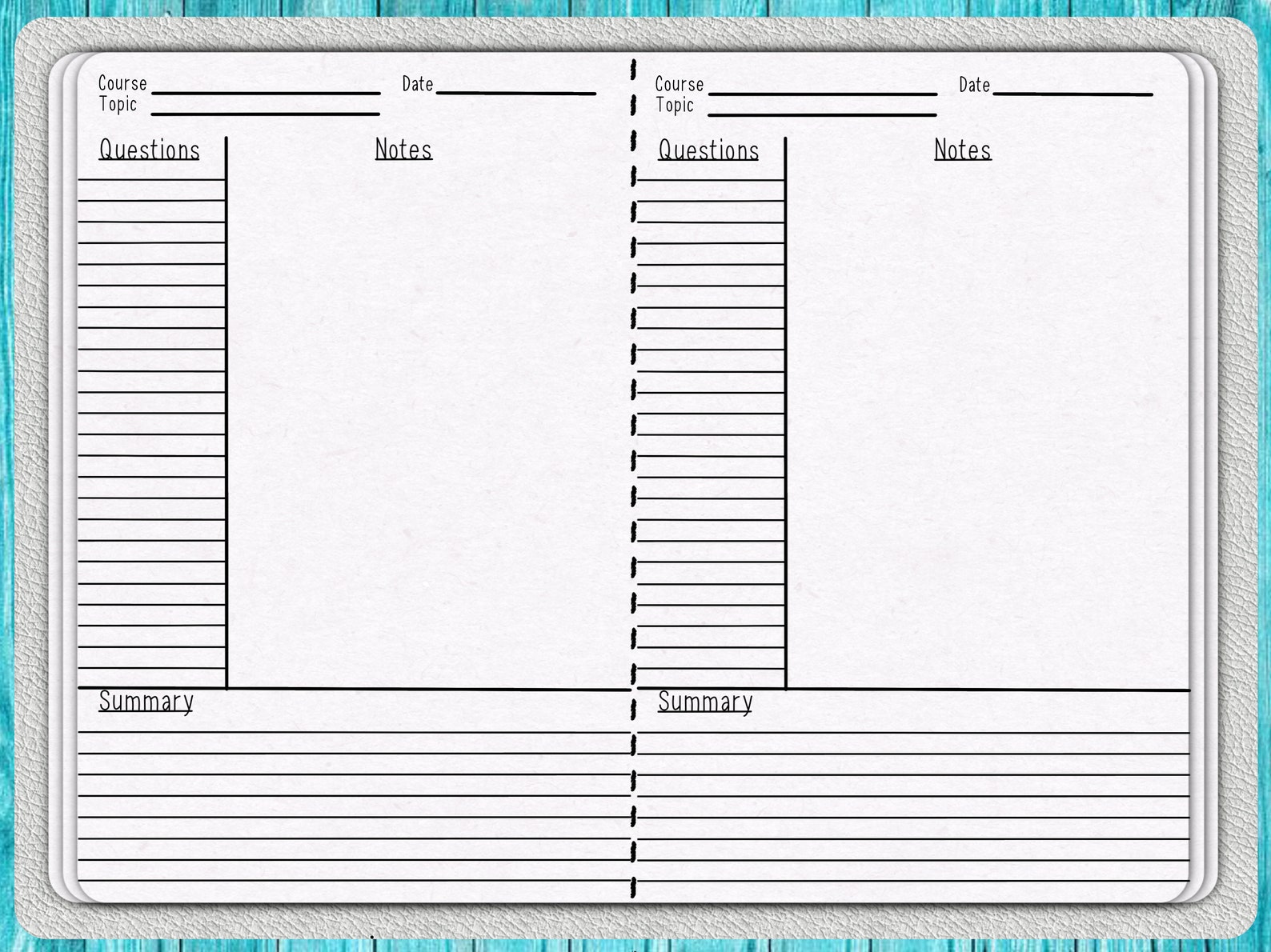 Digital Cornell Notes Method Notebook Etsy