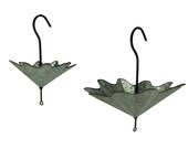 Galvanized Metal Umbrella Hanging Planter Flower Holders 2 Piece Set