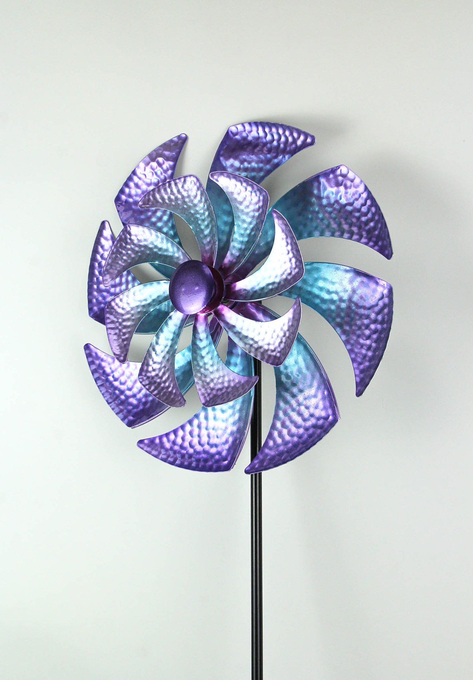 45 Inch Blue Purple Metal Wind Spinner Garden Decor Outdoor Etsy