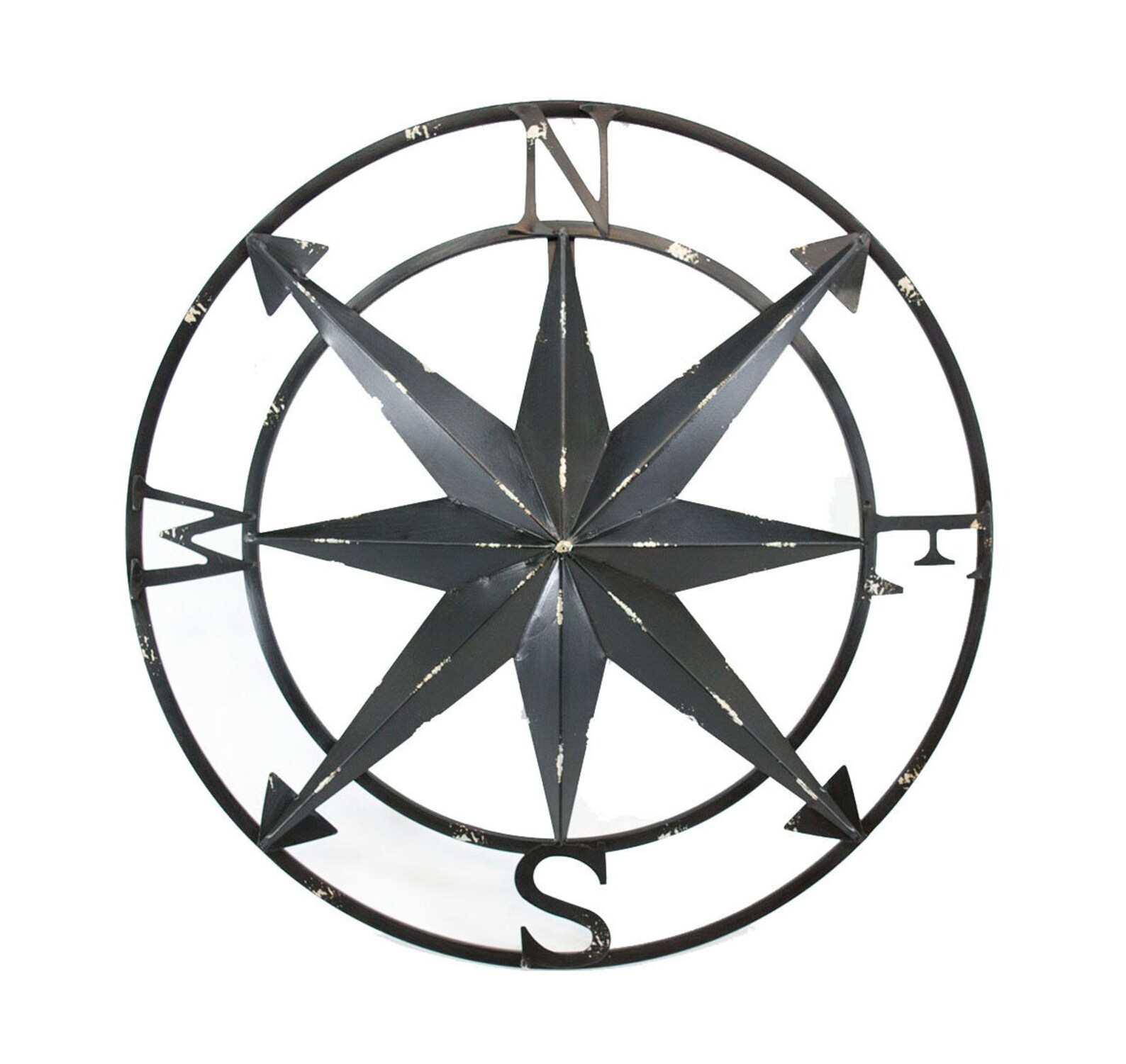 20 Inch Distressed Metal Compass Rose Nautical Wall Decor Etsy