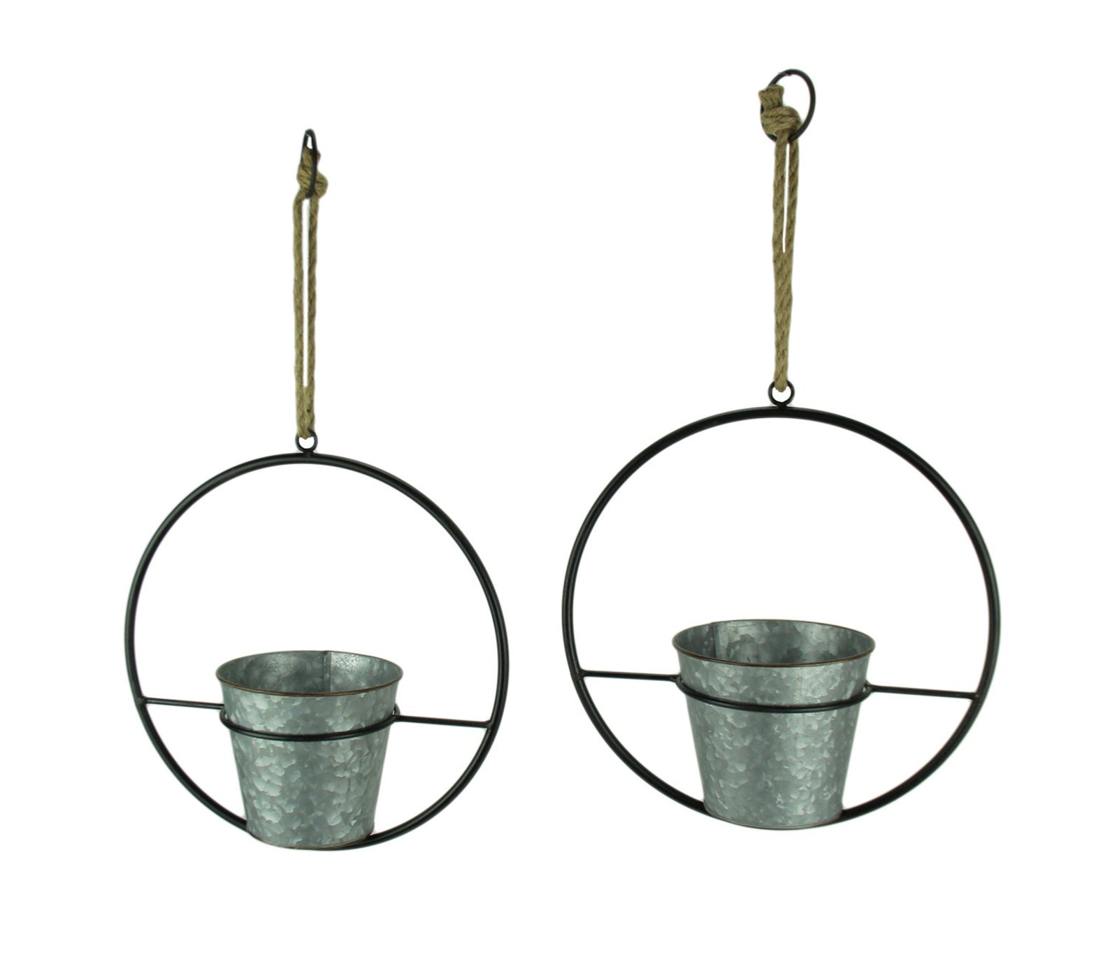 Rustic Metal Hoop Indoor Outdoor Hanging Planters Set of 2 Etsy