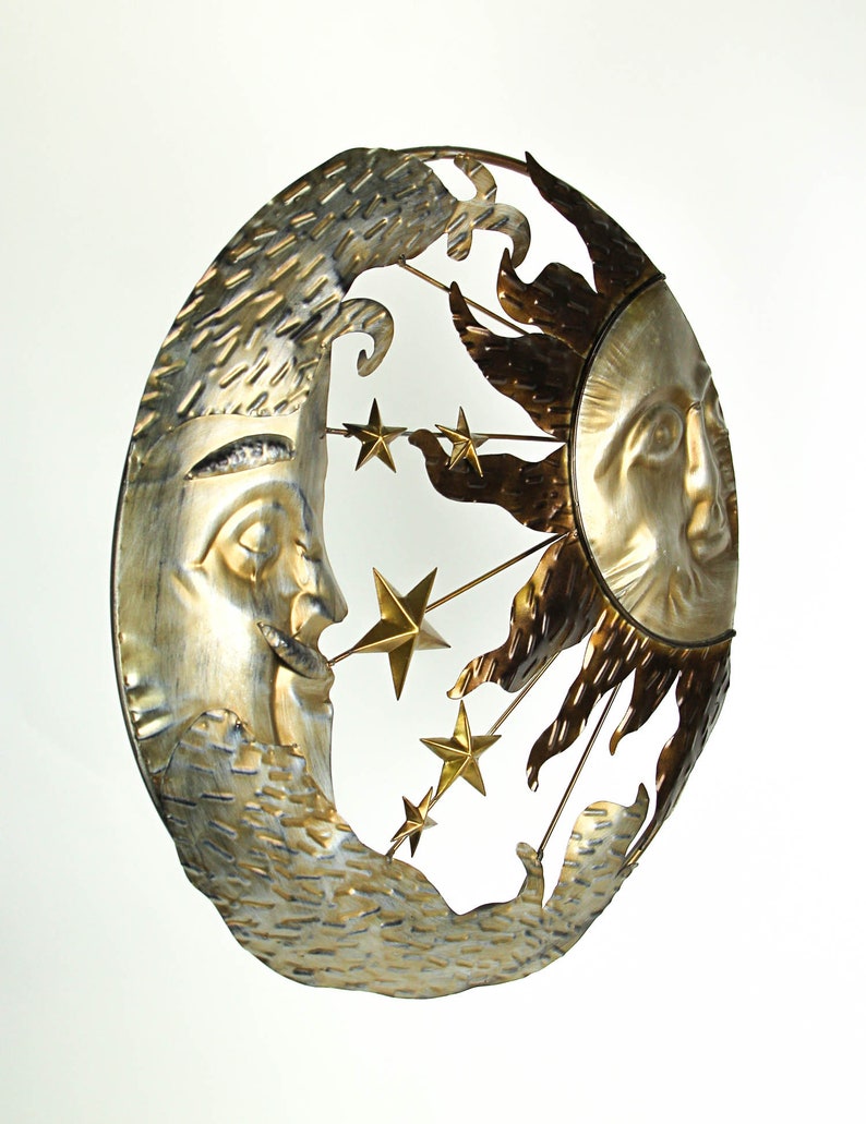 21 Inch Metal Sun Moon Stars Wall Hanging Sculpture Celestial Etsy