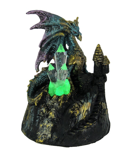 Blue Dragon of Crystal Castle Color Changing LED Statue