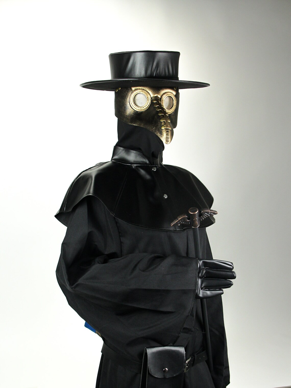 Complete Adult Plague Doctor Costume Kit Robe Cane Collar Etsy