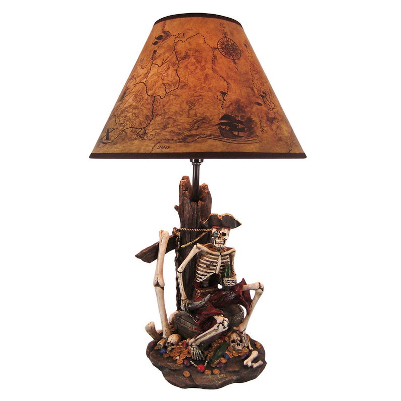 Pirate Skeleton W Treasure Table Lamp Shade 21 Inches Tall Ireland Pirate Skeleton W Treasure Table Lamp, Next Pirate Ship Light Shade