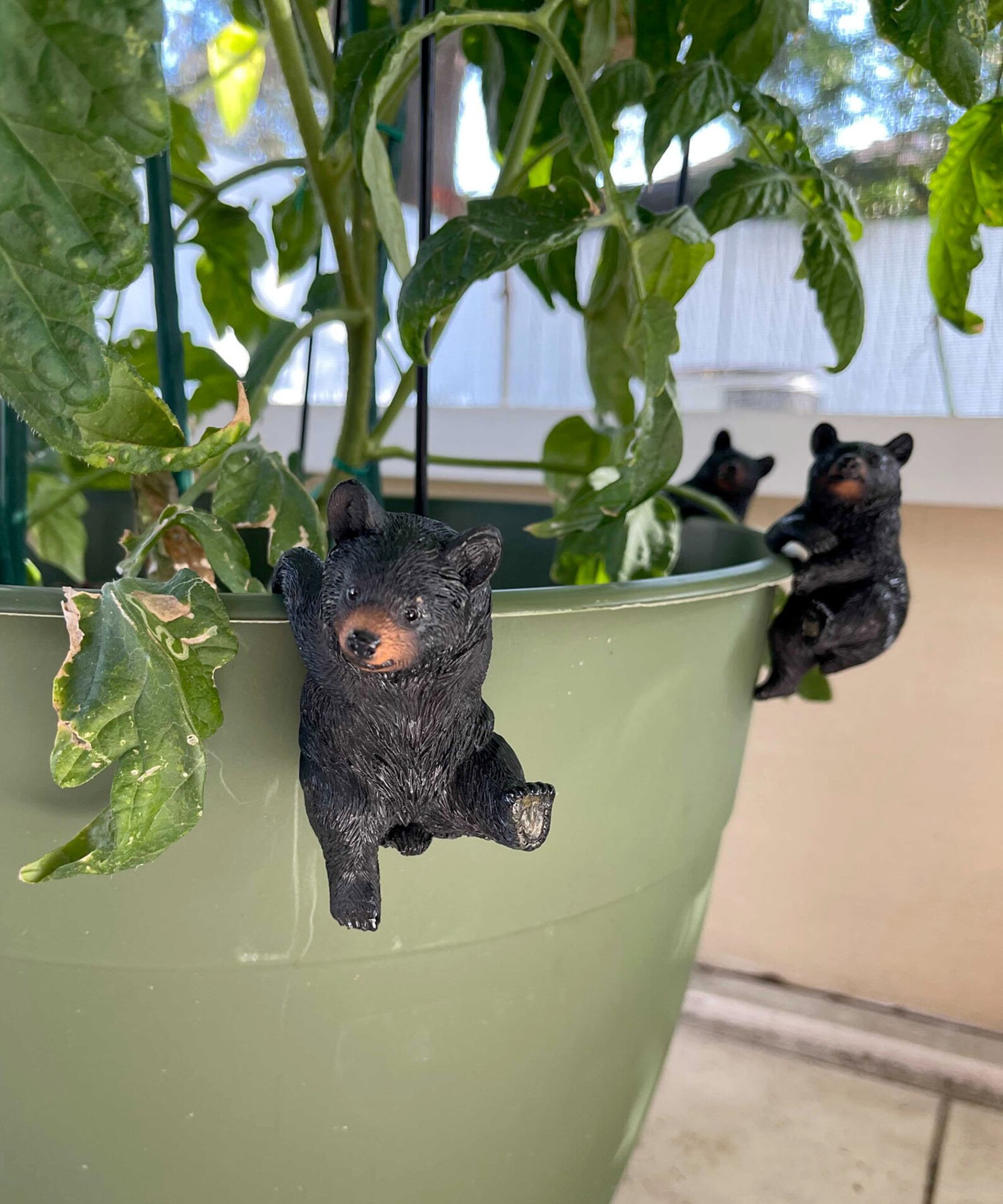 Set of 4 Black Bear Planter Pot Hanging Decorative Figurines Etsy
