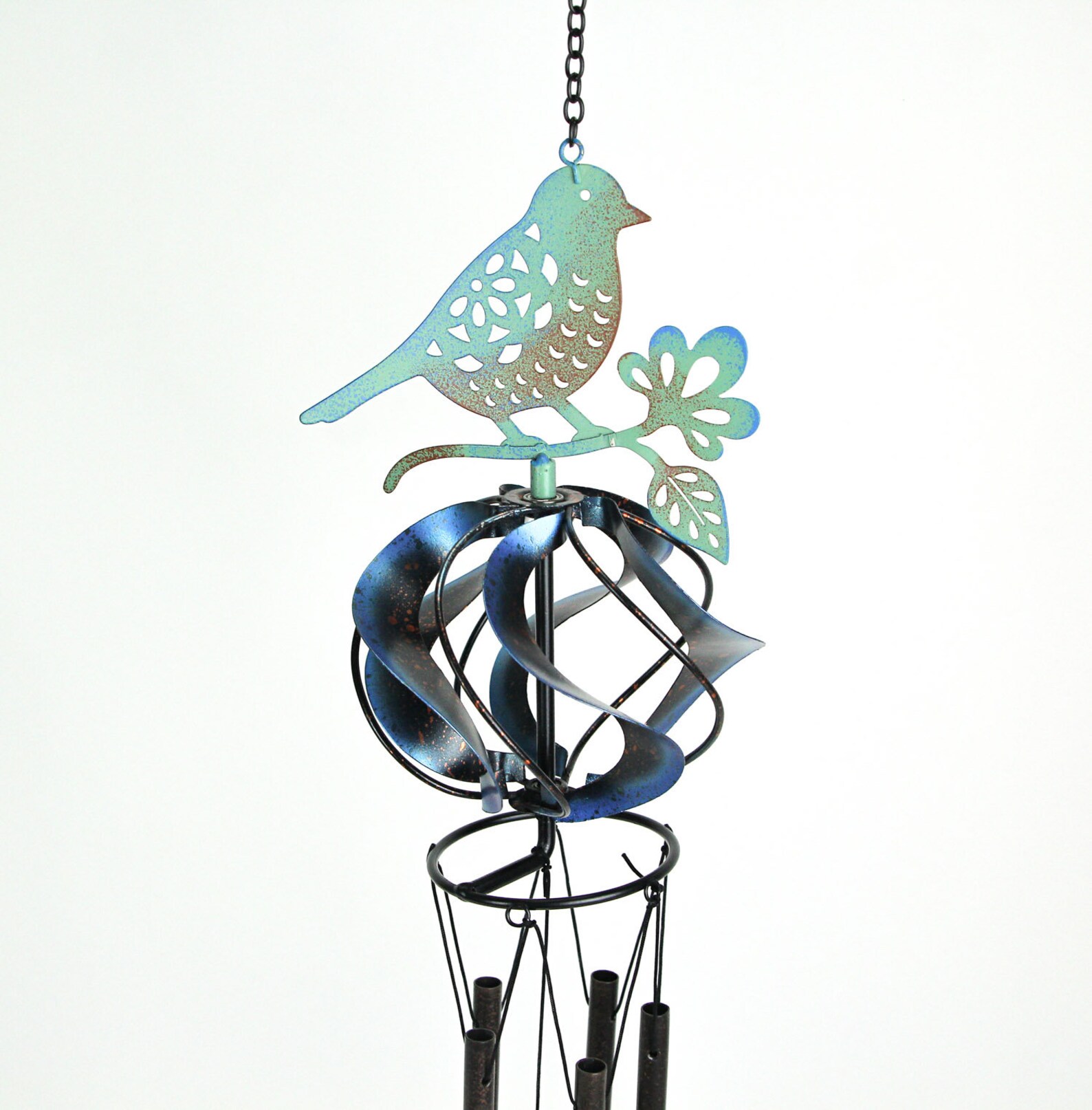 Metal Bird Wind Chime Spinner Garden Art Hanging Patio Decor Etsy