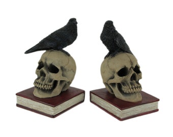 Bad Omens Gothic Raven Crow Perching On Evil Skull Decorative Jewelry Box Statue Store of Beautiful and Decor! Bad Omens Gothic Raven Crow Perching On Evil Skull Decorative Jewelry Box Statue Store of Beautiful and Decor!