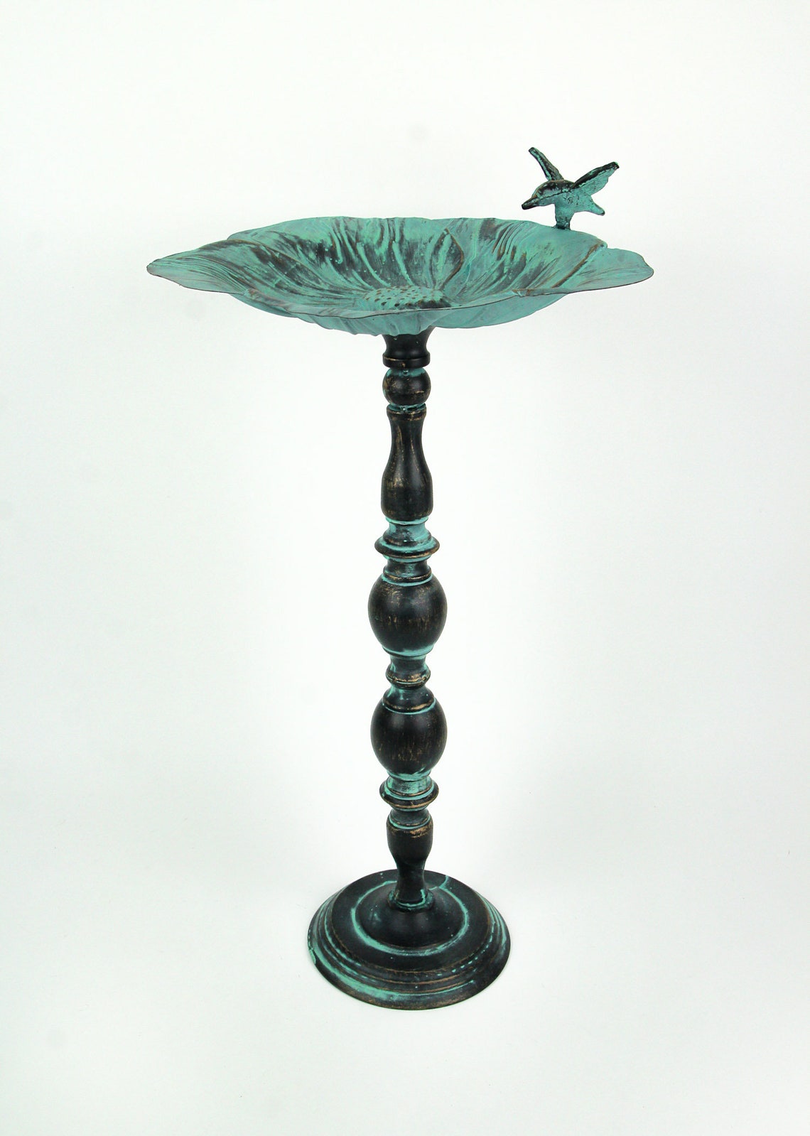 25 Inch Rustic Metal Bird Bath Outdoor Garden Verdigris Water Etsy