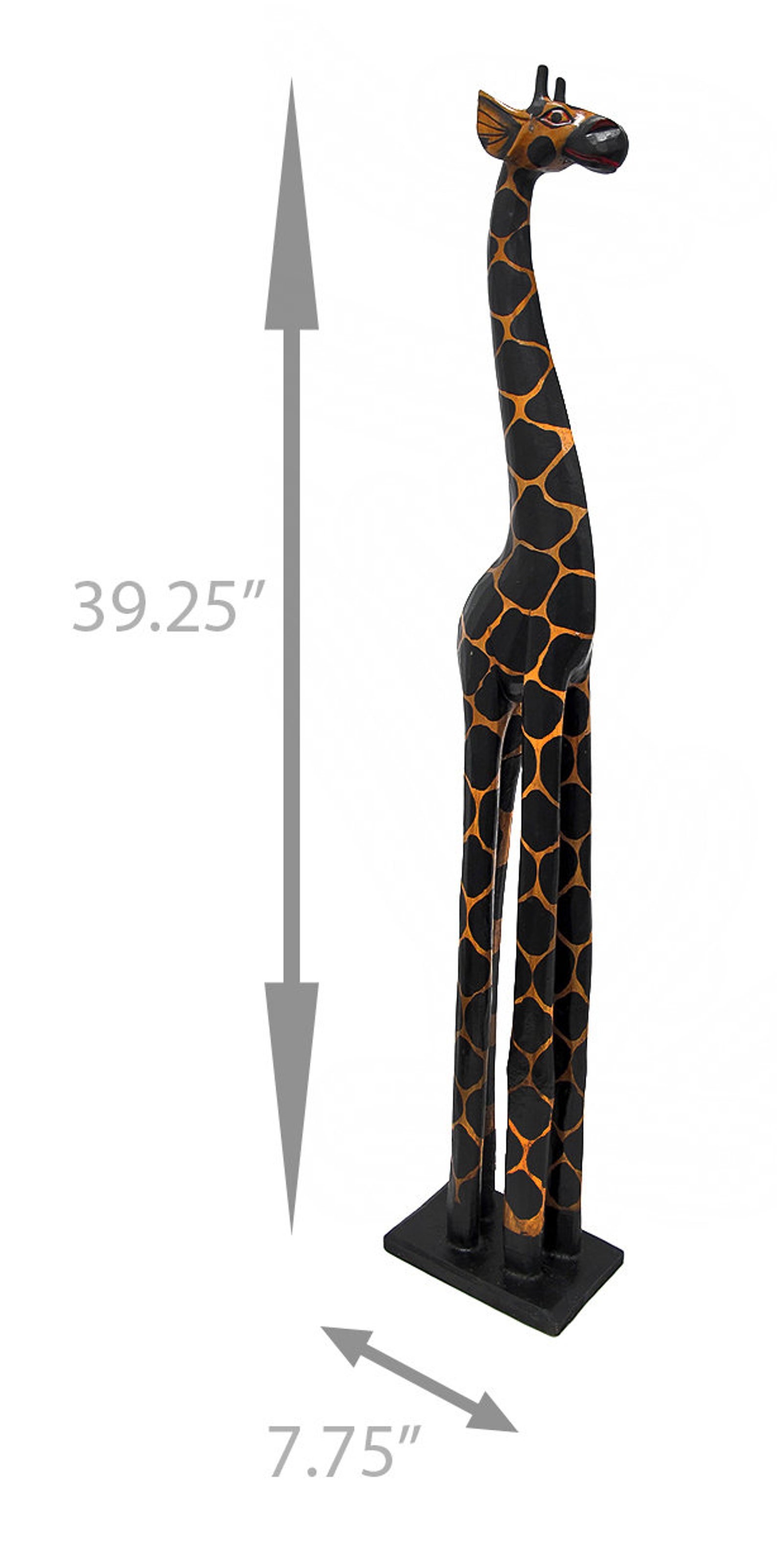 3 Foot Tall HandCarved Wooden Giraffe Statue Decor Etsy