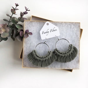 Hoop Macrame Earrings: Boho Jewelry (3&quot; x 3&quot;)