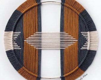 Macrame hoop in charcoal gray and mustard - boho home decor - neutral art - scandi home - FunkyFibersMN - geometric macrame