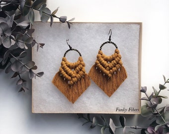 Elyse earrings - statement jewelry - FunkyFibersMN - boho fashion - fringe earrings - hoop earrings