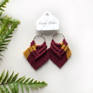 Maroon and Gold Fringe Earrings: U of M Gopher Spirit, Silver Hoops