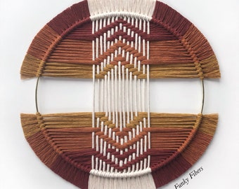 Sunset macrame hoop - boho home decor - neutral art - scandi home - FunkyFibersMN - geometric macrame