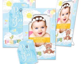 Personalized 2-in-1 “Peek-A-Boo” Oversized Birth Announcements & Photo Frames w/Envs by TimeFrames, 5.75 in x 9.25 in, 24/36/48/72 ct.
