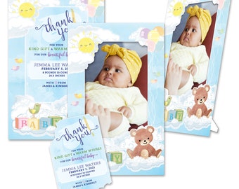 Personalized 2-in-1 "Warm Wishes" Oversized Baby Shower Thank You's & Photo Frames w/Envs by TimeFrames, 5.75 in x 9.25 in, 24/36/48/72 ct.