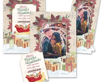 Personalized 2-in-1 “Thanks & Gratitude” Holiday Greeting Cards and Photo Frames w/Envs by TimeFrames, 4.75 in x 6.75 in, 24/36/48/72 ct.