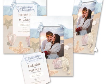 Personalized 2-in-1 "Destination Celebration" Wedding Invitations & Photo Frames w/Envs by TimeFrames, 24/36/48/72/96/144/192 ct.