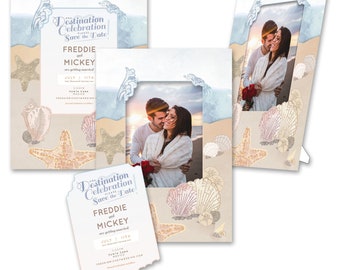 TimeFrames "Destination Celebration" Themed Personalized Pop-Out Standing Photo Wedding Save The Dates, 24/36/48/72/96/144/192 Count