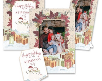 Personalized 2-in-1 “Happy Holidays” Greeting Cards & Photo Frames w/Envs by TimeFrames, 4.75 inches x 6.75 inches, 24/36/48/72 ct.