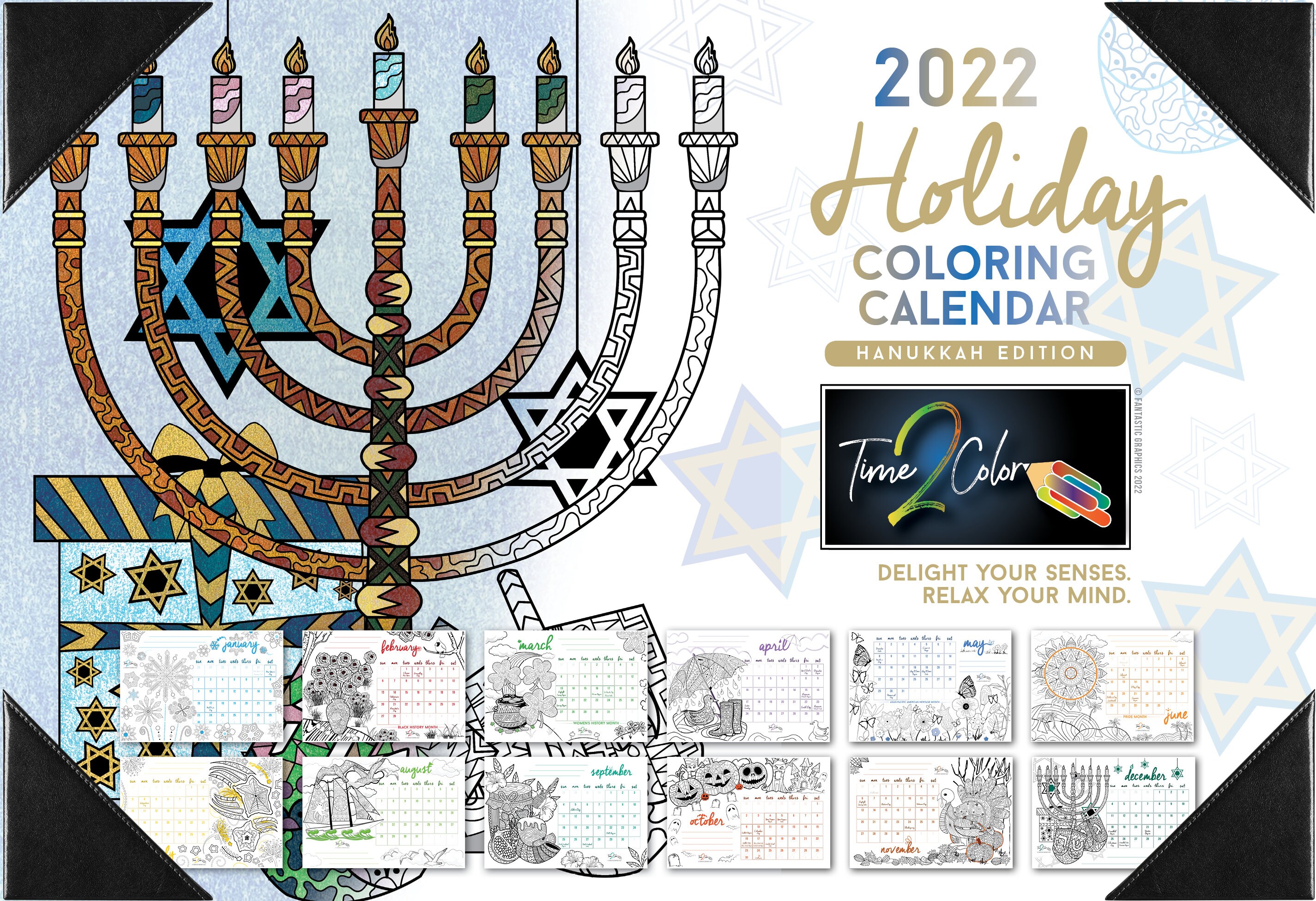 Time2Color 2022 Hanukkah Edition Holiday Theme | Etsy