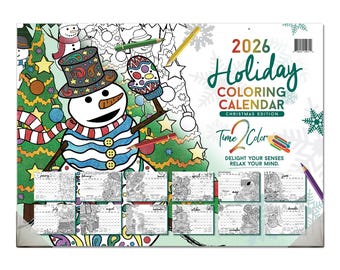 2026 "Christmas" Holiday Theme Coloring Calendar (22" x 16"): Office Edition