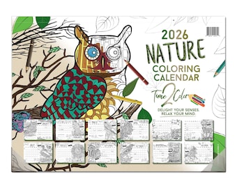 2026 Nature Theme Coloring Calendar (22" x 16"): Office Edition