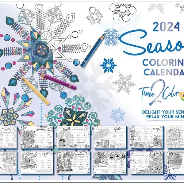 Coloring Wall Calendars for 2024 Etsy