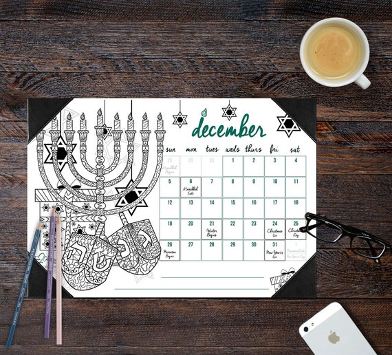 Hanukkah Calendar 2022 Time2Color 2022 Hanukkah Edition Holiday Theme | Etsy Australia