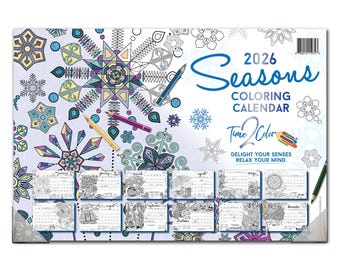 2026 Seasons Theme Coloring Calendar (19" x 13"): Home Edition